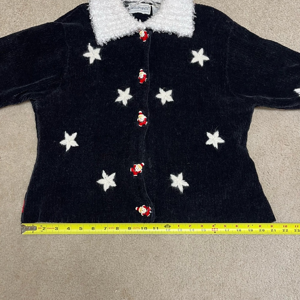 BellePointe Christmas Fuzzy Cardigan with Santa Face on Back - Picture 10 of 10